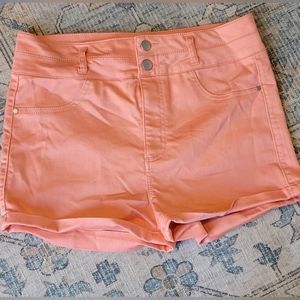 Coral 2 Button High Waisted Shorts